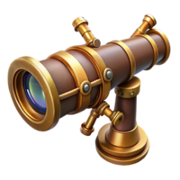 signature abstract Steampunk telescope with an extendable brass barrel and intricate lenses. NO BACKGROUND with Transparent Background. exclusive png
