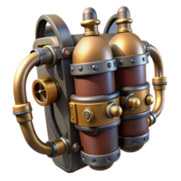 passionate hypnotic Steampunk jetpack with brass nozzles and intricate valve systems. NO BACKGROUND with Transparent Background. genuine png