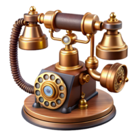 passionate gorgeous Steampunk telephone with a rotary dial and intricate brass components. NO BACKGROUND with Transparent Background. ultra HD png