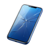 peaceful fascinating A modern smartphone with cracked screen. NO BACKGROUND with Transparent Background. exclusive png