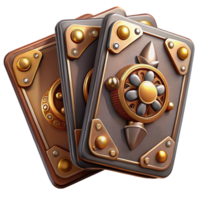 serene renaissance Steampunk playing cards with intricate designs and metallic accents. NO BACKGROUND with Transparent Background. elite png
