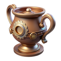 signature minimalist Steampunk teacup with intricate designs and a delicate handle. NO BACKGROUND with Transparent Background. top-tier png