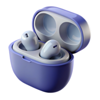 tranquil majestic Wireless earbuds with charging case open. NO BACKGROUND with Transparent Background. crisp png