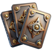 pristine modern Steampunk playing cards with intricate designs and metallic accents. NO BACKGROUND with Transparent Background. professional png