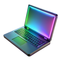 peaceful spectacular Gaming laptop with RGB keyboard illuminated. NO BACKGROUND with Transparent Background. elite png