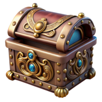 splendid renaissance Steampunk jewelry box with intricate carvings and a velvet lining. NO BACKGROUND with Transparent Background. high resolution png