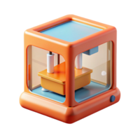 magnificent dreamy mid-century 3D printer printing a small object. NO BACKGROUND with Transparent Background. ultra HD png