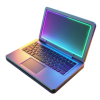 striking iconic Gaming laptop with RGB keyboard illuminated. NO BACKGROUND with Transparent Background. png