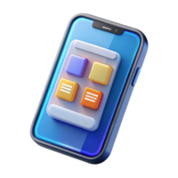striking celebrated Smartphone displaying a mobile app interface. NO BACKGROUND with Transparent Background. png