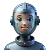 melancholic gorgeous Artificial intelligence robot head. NO BACKGROUND with Transparent Background. high resolution png