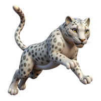 pristine signature A leaping Snow Leopard, mid-air, NO BACKGROUND with Transparent Background. png