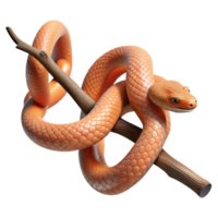 playful serene A slithering Corn Snake, wrapped around a branch branch removed, NO BACKGROUND with Transparent Background. 4K png