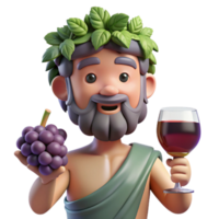 mesmerizing impressionist Dionysus, god of wine, grapes and wineglass, NO BACKGROUND with Transparent Background. masterfully captured png