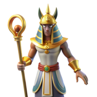 sumptuous distinctive Osiris, Egyptian god of the underworld, regal pose, NO BACKGROUND with Transparent Background. png