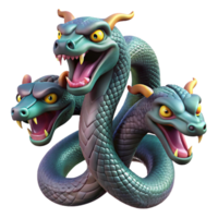 sumptuous unforgettable Hydra, multi-headed serpent, regenerating, NO BACKGROUND with Transparent Background. png