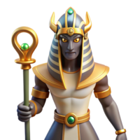 gorgeous unparalleled Osiris, Egyptian god of the underworld. NO BACKGROUND with Transparent Background. png