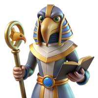 nostalgic striking Thoth, Egyptian god of writing and knowledge, ibis-headed. NO BACKGROUND with Transparent Background. luxury png