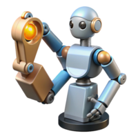 spectacular calm abstract Robot arm holding a small object NO BACKGROUND with Transparent Background. high quality png