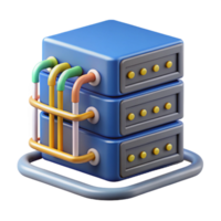 immaculate reflective bohemian Server rack with cables connected NO BACKGROUND with Transparent Background. crisp png