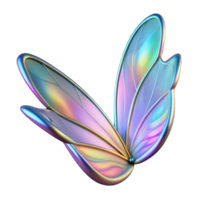 majestic futuristic A single, delicate fairy wing shimmering with iridescent colors, NO BACKGROUND with Transparent Background. 4K png