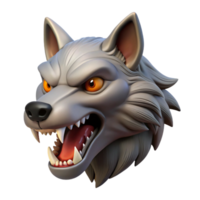 magnificent calm coastal A snarling werewolf head with exposed fangs, NO BACKGROUND with Transparent Background. premium png