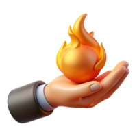 striking coveted A single hand holding a flaming fireball, NO BACKGROUND with Transparent Background. png