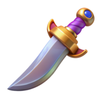 wonderful renaissance A single, sharp, curved dagger with a jeweled hilt, NO BACKGROUND with Transparent Background. authentic png