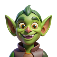 unforgettable mid-century A cartoon-style goblin with a mischievous grin, NO BACKGROUND with Transparent Background. premium png
