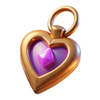 splendid romantic gothic A stylized heart-shaped locket with a glowing gem, NO BACKGROUND with Transparent Background. impeccable png