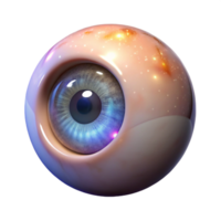 memorable art deco A realistic rendering of a single human eye with a magical glow, NO BACKGROUND with Transparent Background. impeccable png