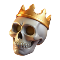 remarkable art deco A realistic rendering of a human skull wearing a golden crown, NO BACKGROUND with Transparent Background. precision png