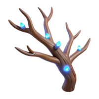sought-after abstract A single, withered tree branch with glowing runes, NO BACKGROUND with Transparent Background. 8K png