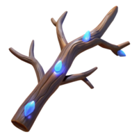magnificent coastal A single, withered tree branch with glowing runes, NO BACKGROUND with Transparent Background. artisan png