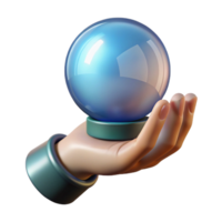 magnificent passionate gothic A realistic rendering of a single human hand holding a crystal ball, NO BACKGROUND with Transparent Background. professional png