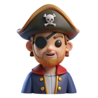 vibrant unforgettable A cartoon-style pirate with an eye patch, NO BACKGROUND with Transparent Background. png