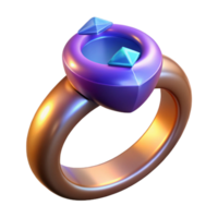 vibrant tranquil urban A stylized illustration of a magic ring with a large gemstone, NO BACKGROUND with Transparent Background. crisp png