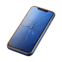 pristine peaceful urban Modern smartphone with cracked screen NO BACKGROUND with Transparent Background. original png