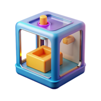 fascinating abstract 3D printer creating a small object NO BACKGROUND with Transparent Background. perfect clarity png