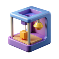 vibrant playful abstract 3D printer creating a small object NO BACKGROUND with Transparent Background. high quality png