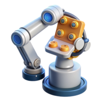 intense spectacular Robot arm holding a circuit board NO BACKGROUND with Transparent Background. studio quality png