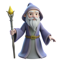 vibrant mysterious tropical A wise old wizard with a long white beard and staff. NO BACKGROUND with Transparent Background. flawless png