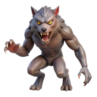 spectacular exemplary A snarling werewolf mid-transformation, claws bared. NO BACKGROUND with Transparent Background. png