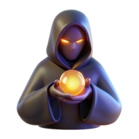 striking surreal A mysterious hooded figure clutching a glowing orb. NO BACKGROUND with Transparent Background. luxury png