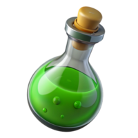 mysterious majestic A single potion bottle filled with swirling green liquid. NO BACKGROUND with Transparent Background. top-tier png