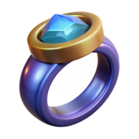 serene elegant A detailed illustration of a magic ring with a large gemstone. NO BACKGROUND with Transparent Background. 4K png