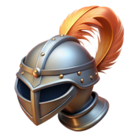 intense immaculate A knight's helmet with a feathered plume. NO BACKGROUND with Transparent Background. masterfully captured png