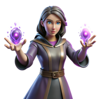 stunning modern A powerful sorceress casting a spell with her hands. NO BACKGROUND with Transparent Background. expertly shot png