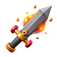 majestic playful tropical A stylized, flaming sword with embers falling off. NO BACKGROUND with Transparent Background. gallery standard png