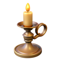 standout geometric A single, ornate candlestick with a flickering candle. NO BACKGROUND with Transparent Background. crisp png