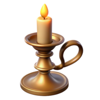 gorgeous calm classic A single, ornate candlestick with a flickering candle. NO BACKGROUND with Transparent Background. masterfully captured png